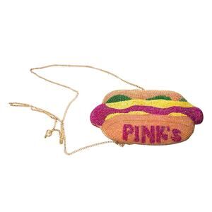 Pink’s Hot Dogs Beaded Crossbody Purse Clutch Handbag LA Royalty Hotdog Bag